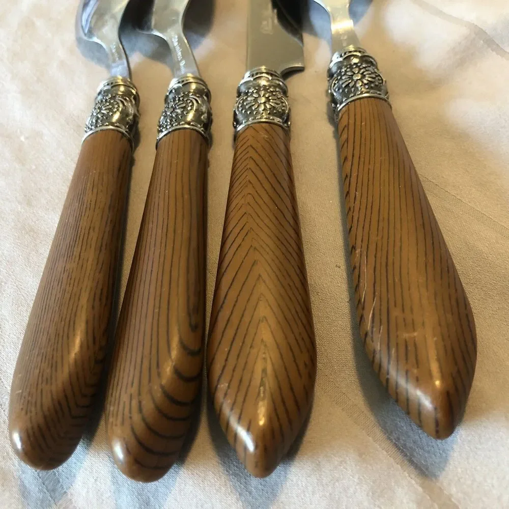 Pioneer Woman Cowgirl Lace 4 Pc Flatware Spoons Knife Lot Brown Stainless